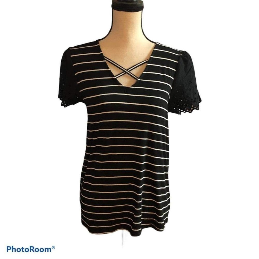 89 + MADISON BLACK WITH WHITE STRIPE SHIRT